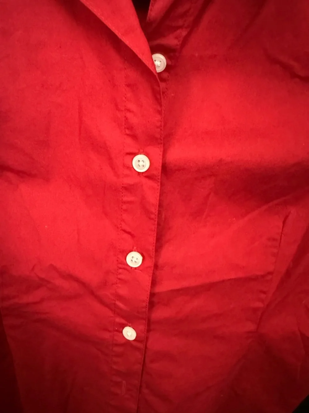 Brandy Melville Red Short-Sleeve Button-Down Shirt - Picture 4 of 5